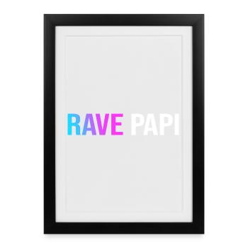 Techno House Electro Festival Hardstyle Rave Dad - Framed poster (27 × 37 cm) - black - Front