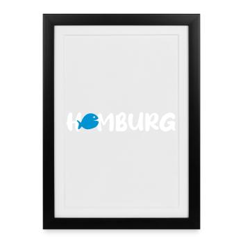 Hamburg Fish Vector Quote Fan Hanseatic Nordic - Framed poster (27 × 37 cm) - black - Front