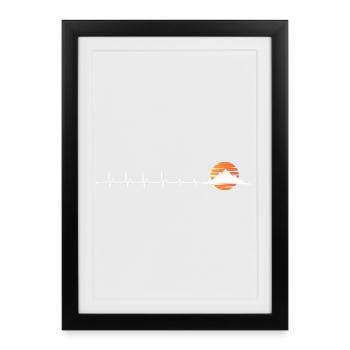 Heartbeat mountains sunset - Framed poster (27 × 37 cm) - black - Front