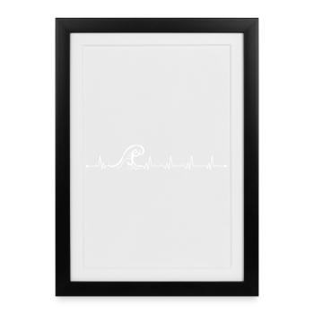 Heartbeat wave - Framed poster (27 × 37 cm) - black - Front
