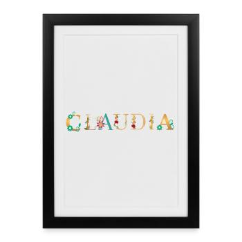 Le nom de CLAUDIA est fleuri - Affiche encadrée (27 × 37 cm) - noir - Devant