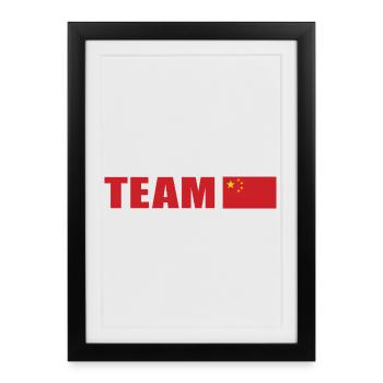 Support Team China - Framed poster (27 × 37 cm) - black - Front
