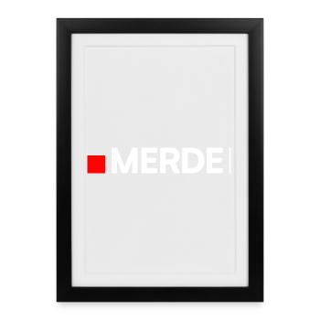 SHIT | Humor, minimalist reaction - Framed poster (27 × 37 cm) - black - Front