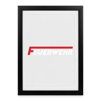 Feuerwehr Flammenlogo Rot Weiß - Gerahmtes Poster (27 × 37 cm) - Schwarz - Vorne