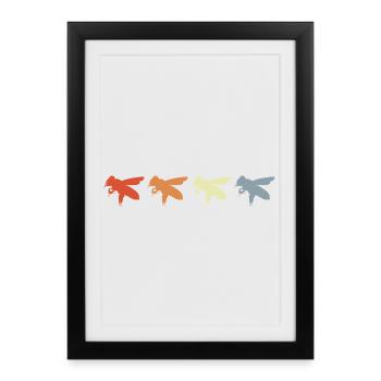 Look vintage abeille - Affiche encadrée (27 × 37 cm) - noir - Devant