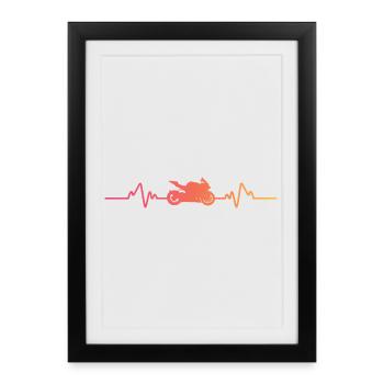 Motorcycle Biker Sunset Heartbeat Motorcycle - Framed poster (27 × 37 cm) - black - Front