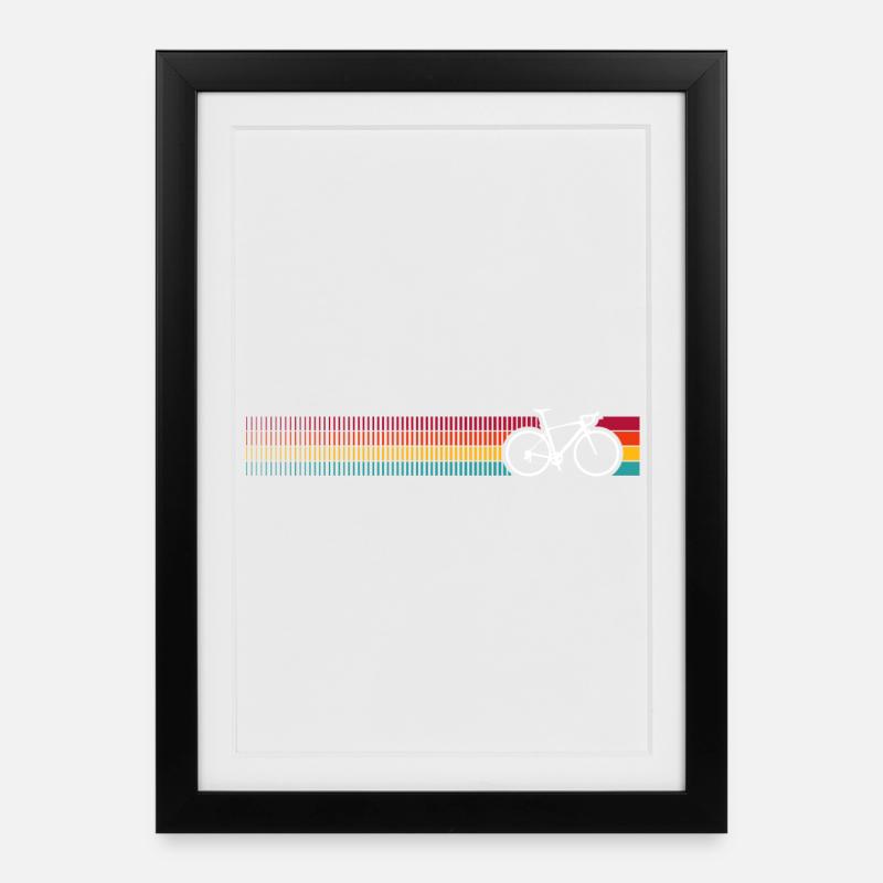 Lebendiges Regenbogen-Fahrradmuster - Gerahmtes Poster (27 × 37 cm) - Schwarz