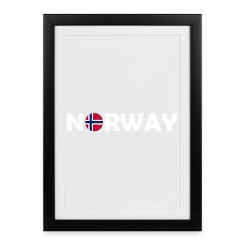 Lettrage de la Norvège avec drapeau - Norge - Norwegen - Affiche encadrée (27 × 37 cm) - noir - Devant