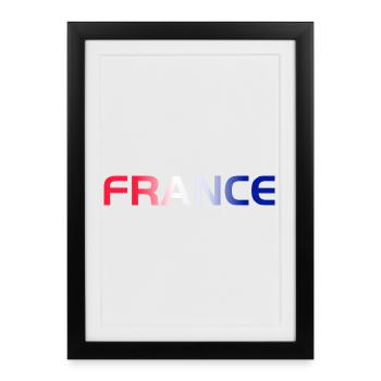 France Football Flag Shirt Soccer Shirt French Tee - Gerahmtes Poster (27 × 37 cm) - Schwarz - Vorne