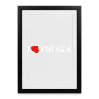 I love Polska Polen - Gerahmtes Poster (27 × 37 cm) - Schwarz - Vorne