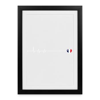 Heartbeat love france flag - Framed poster (27 × 37 cm) - black - Front