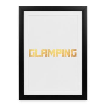 Glamping Gold Luxury Camping Camper Holiday Exclusive - Affiche encadrée (27 × 37 cm) - noir - Devant