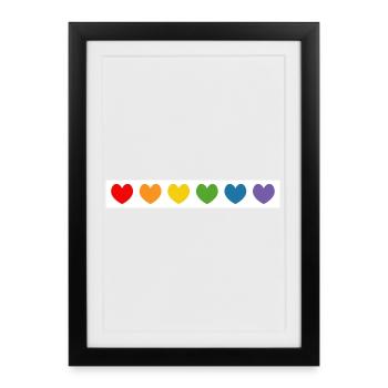 Rainbow Hearts Pattern - Framed poster (27 × 37 cm) - black - Front