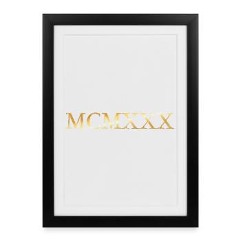 MCMXXX 1930 (Vintage Goldgelb) Geburtstag - Gerahmtes Poster (27 × 37 cm) - Schwarz - Vorne