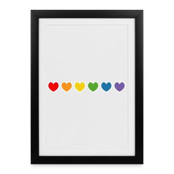 LGBT lgbtqi queer rainbow hearts outline - Framed poster (27 × 37 cm) - black - Front
