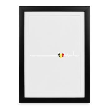 Drapeau Heartbeat belgium - Affiche encadrée (27 × 37 cm) - noir - Devant