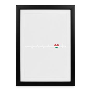 Drapeau italien Heartbeat - Affiche encadrée (27 × 37 cm) - noir - Devant