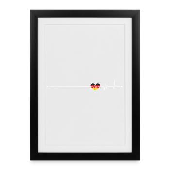 Heartbeat drapeau allemand - Affiche encadrée (27 × 37 cm) - noir - Devant