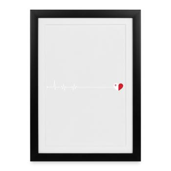 Icône Pulse Heartbeat - Affiche encadrée (27 × 37 cm) - noir - Devant