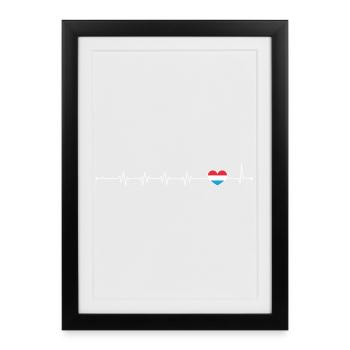 Blue Accent Heartbeat Line - Framed poster (27 × 37 cm) - black - Front