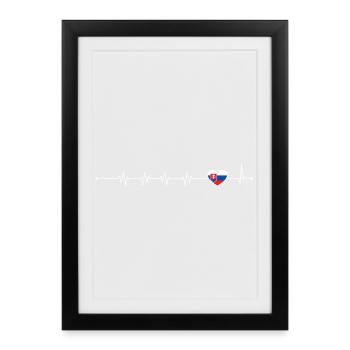 Heartbeat drapeau slovaque - Affiche encadrée (27 × 37 cm) - noir - Devant