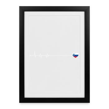 Heartbeat Slovenia flag - Framed poster (27 × 37 cm) - black - Front