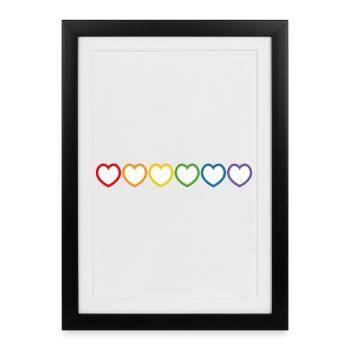 rainbow LGBT hearts white lgbt tshirt - Framed poster (27 × 37 cm) - black - Front