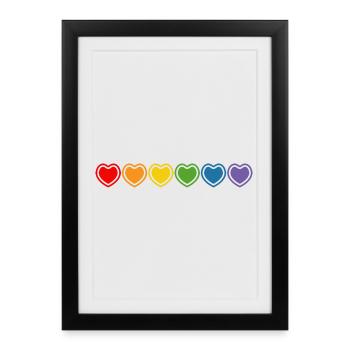 LGBT Rainbow Hearts - Framed poster (27 × 37 cm) - black - Front