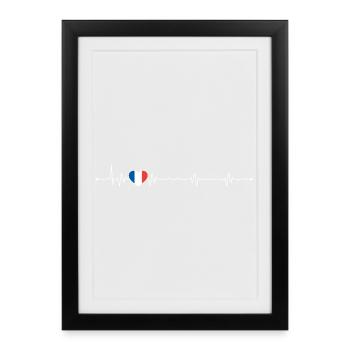 Heartbeat france flag - Framed poster (27 × 37 cm) - black - Front