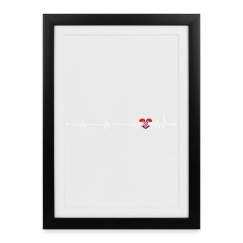 Drapeau croate des battements de cœur - Affiche encadrée (27 × 37 cm) - noir - Devant
