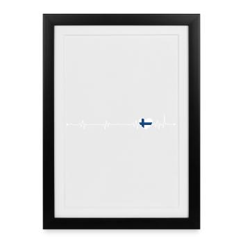 Finnish Heartbeat Nordic Line - Framed poster (27 × 37 cm) - black - Front
