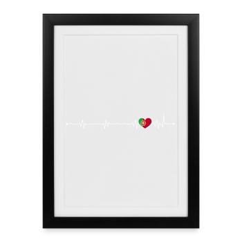 Heartbeat Portugal Drapeau - Affiche encadrée (27 × 37 cm) - noir - Devant