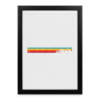 Rétro Skyline Sunset Stripes - Affiche encadrée (27 × 37 cm) - noir - Devant