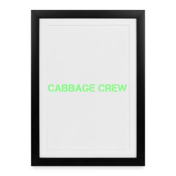 Cabbage Crew Lettrage Vegan - Affiche encadrée (27 × 37 cm) - noir - Devant
