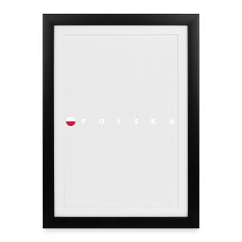 Drapeau de la Polska - Affiche encadrée (27 × 37 cm) - noir - Devant