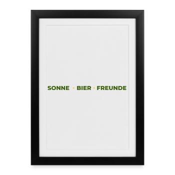 Sonne Bier FreundeT-Shirt–Frühlingsfest Biergarten - Gerahmtes Poster (27 × 37 cm) - Schwarz - Vorne