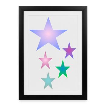 star. Colorful stars - Framed poster (27 × 37 cm) - black - Front