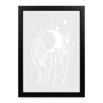 Main au soleil - Affiche encadrée (27 × 37 cm) - noir - Devant