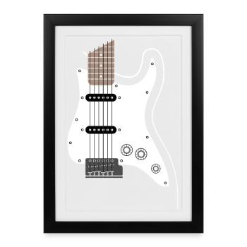 eGuitar Guitare Musique Musique Musicien Groupe - Affiche encadrée (27 × 37 cm) - noir - Devant