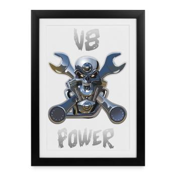 Puissance du moteur V8 - Affiche encadrée (27 × 37 cm) - noir - Devant