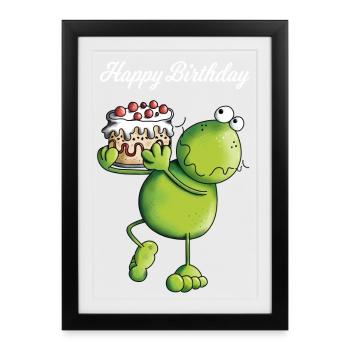 Grenouille d'anniversaire - Affiche encadrée (27 × 37 cm) - noir - Devant