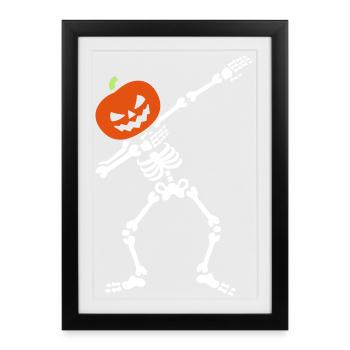Dabbing skeleton dab pumpkin head Halloween - Framed poster (27 × 37 cm) - black - Front