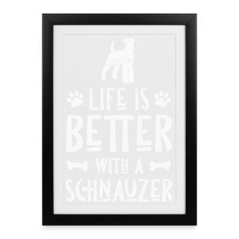 Chien moustache - Affiche encadrée (27 × 37 cm) - noir - Devant