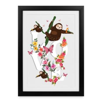 Love Sloth Cute Sloth Design - Framed poster (27 × 37 cm) - black - Front