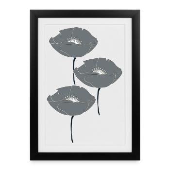 poppies grey - Framed poster (27 × 37 cm) - black - Front