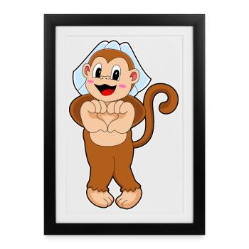 Monkey Bridal Veil Wedding - Framed poster (27 × 37 cm) - black - Front