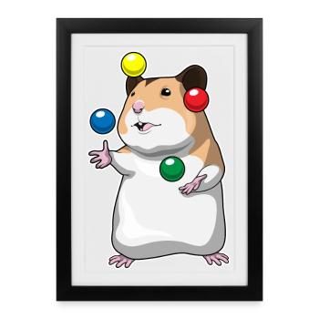 Hamster juggler juggling - Framed poster (27 × 37 cm) - black - Front