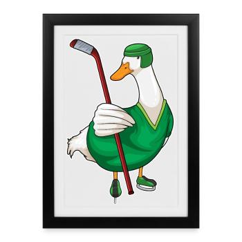 Canard Hockey sur glace Bâton de hockey sur glace - Affiche encadrée (27 × 37 cm) - noir - Devant