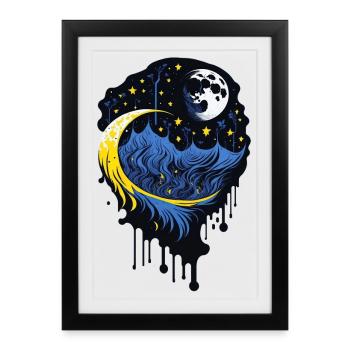 Moon and Stars - Framed poster (27 × 37 cm) - black - Front