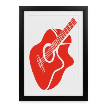guitare rouge - Affiche encadrée (27 × 37 cm) - noir - Devant